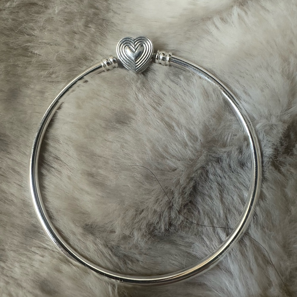 Pandora Silver Heart Charm Bangle Bracelet